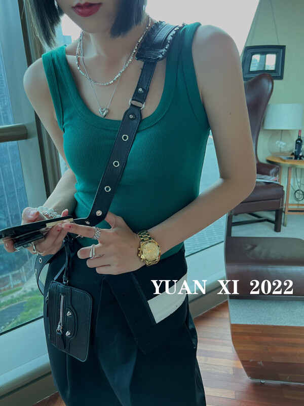 [Yuan Xi] Joker screw thread large U-neck vest / sling 6035-1 # LSL