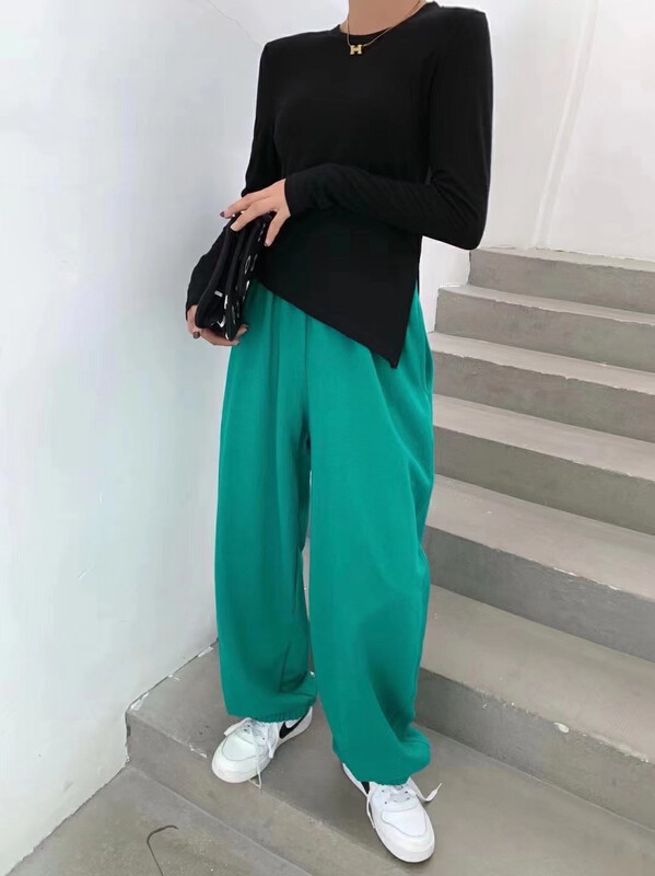 Autumn on the new![Yuan Xi] Solid color round collar diagonal edge design bottom shirt YS2-3077 # LSL