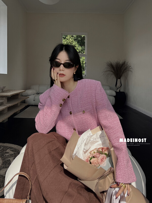 [Ousha MADEINOST] New style small fragrant velvet short coat in autumn, including 30 wool 87255