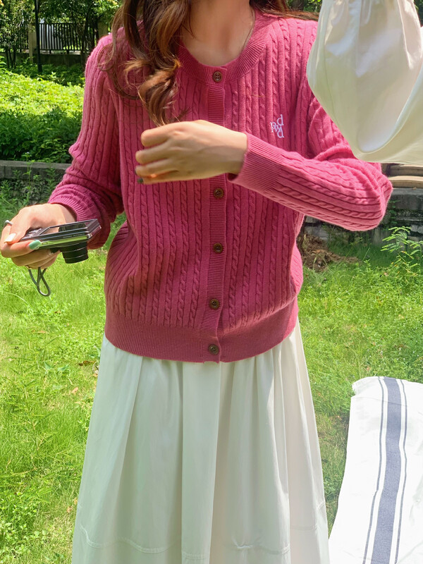Autumn on the new![EVER TRUE] Embroidery Single Breasted Loose Warm Sweater 85005 # CLS