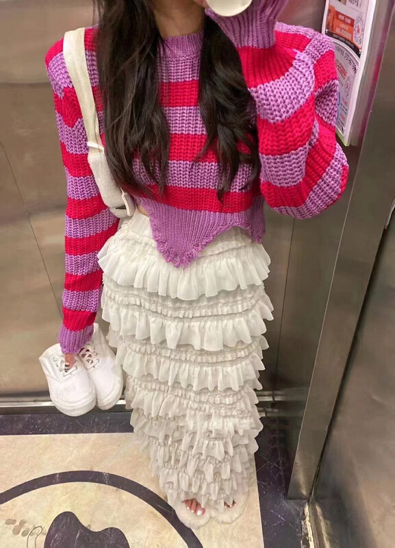 Autumn on the new![MI] Korean Stripe irregular Warm Sweater 1666 # PCZ