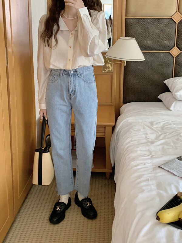 Early autumn on the new![ONEDAY] Straight comfortable skinny jeans 81098 # L