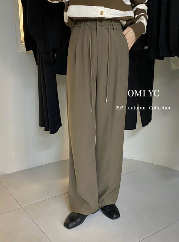 [O MI] versatile drawrope thick material trousers 8221