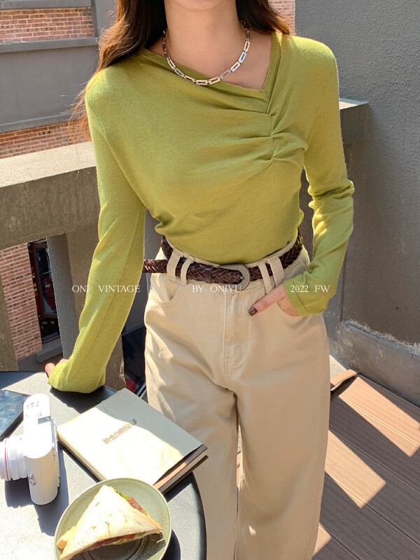 [ONIVINTAGE Ernie] Joker ruffle sweater sweater OW226M6105