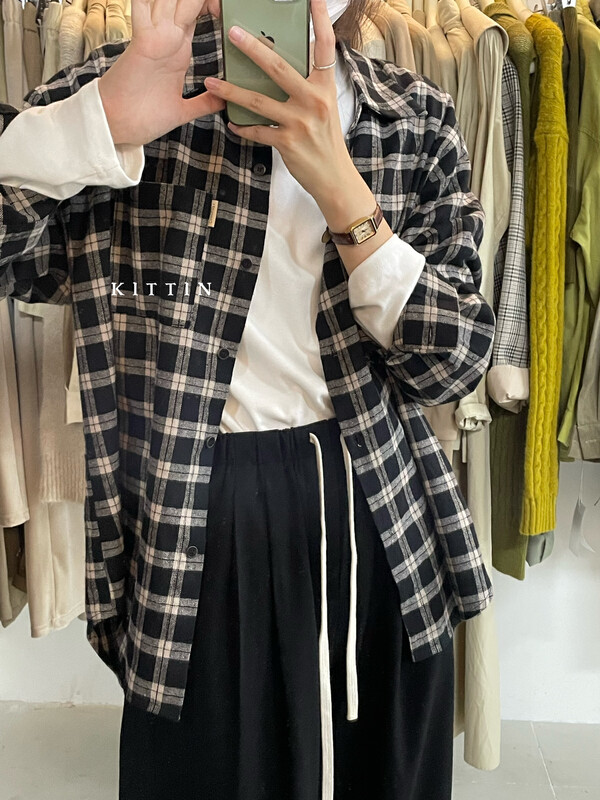 [KITTIN] Korean Casual plaid Shirt 8698 # FHX