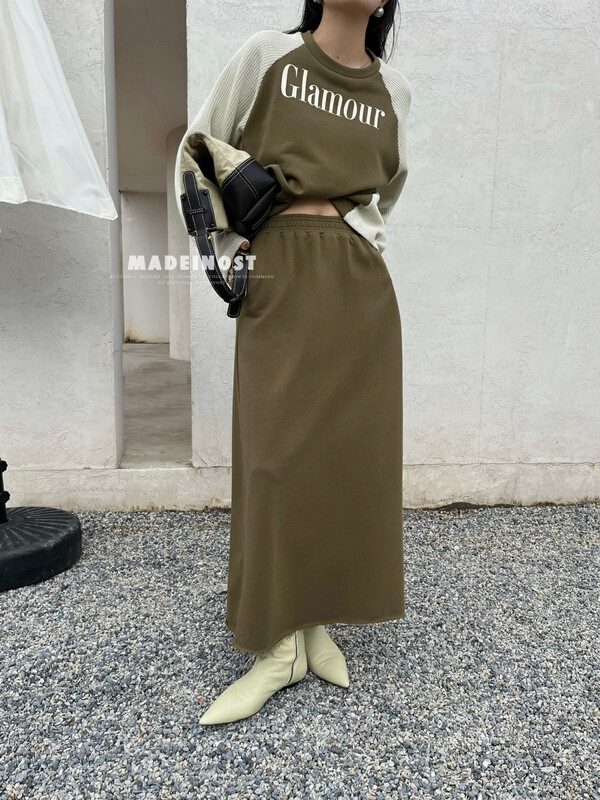 [Osha MADEINOST] Autumn new elastic waist casual hoodie skirt 87119