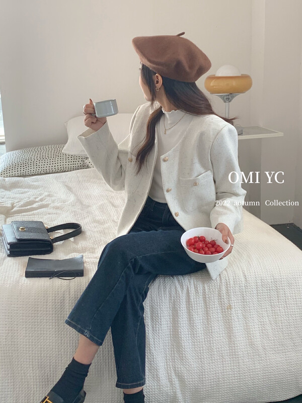 [O MI] Temperament versatile small fragrant wind coat short coat 33208