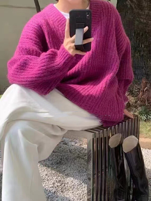 Autumn and winter new style! [Yan Zhen] Solid color pullover V-neck warm sweater 9928 # PCZ