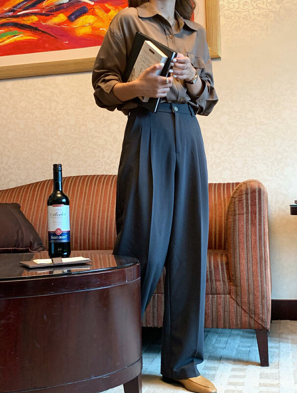 Early autumn on the new![EVER TRUE] Straight wide leg pants (with belt) 33563 # CLS