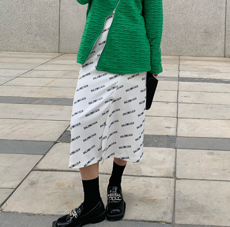 Early spring on the new![NINA LIFE] Fashion Joker Cross Letter Dress 3801 # XJ