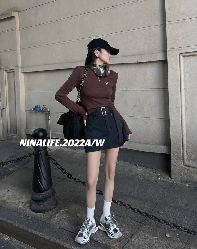 Autumn on the new![NINA LIFE] Semi-zipper design feeling slim undershirt YS1-6338 # ZXL