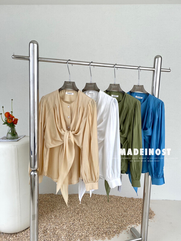 Original price 73.32! [Ousha MADEINOST] Small design with streamer and multiple wearing methods shirt YS1-86037