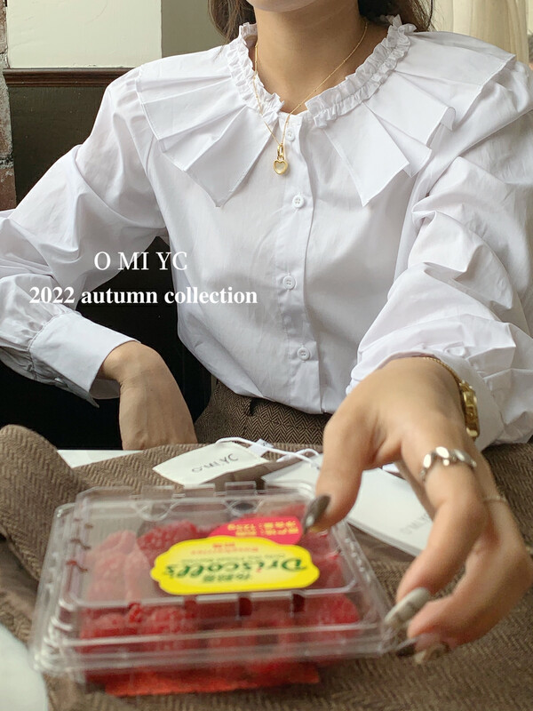 [O MI] Korean style baby collar shirt 88222 # FHX