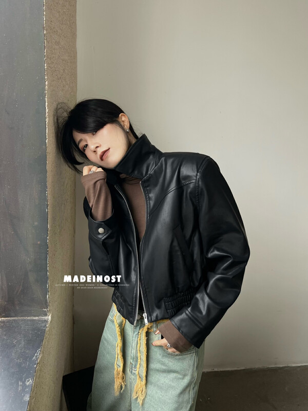 [Osha MADEINOST] New minimalist soft PU leather jacket 87132