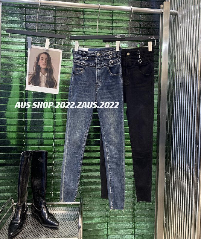 New autumn style! [AUS] Small design jeans with high waist and small feet G58A # LSW