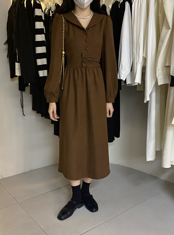 [O MI] Vintage lapel Dress Dress 77207 # FHX