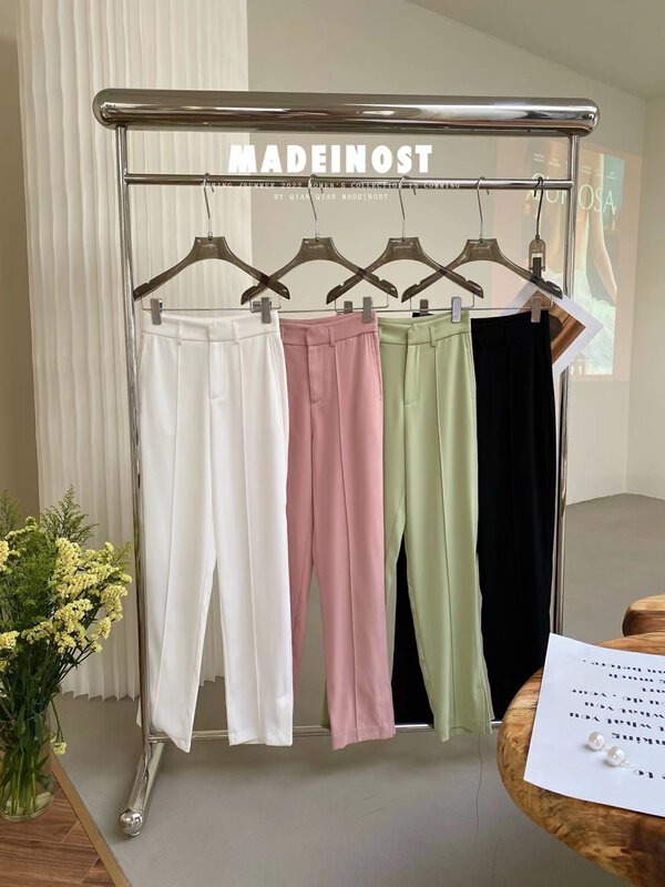Original price: 73.32! [Osha MADEINOST] Minimalist side slit straight leg trousers YS1-86065