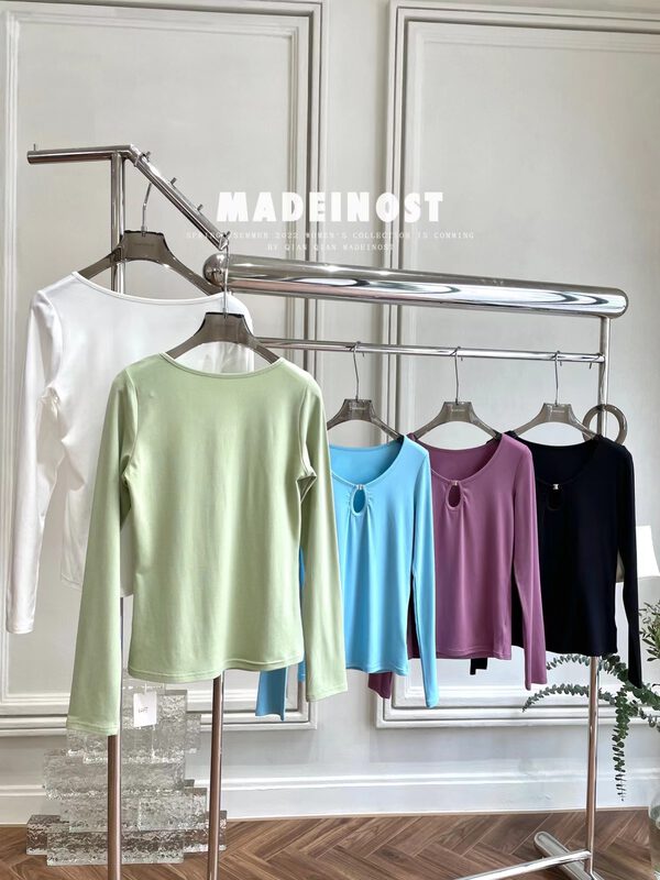 [Osha MADEINOST] Water drop neckline bottom small shirt YS1-86107