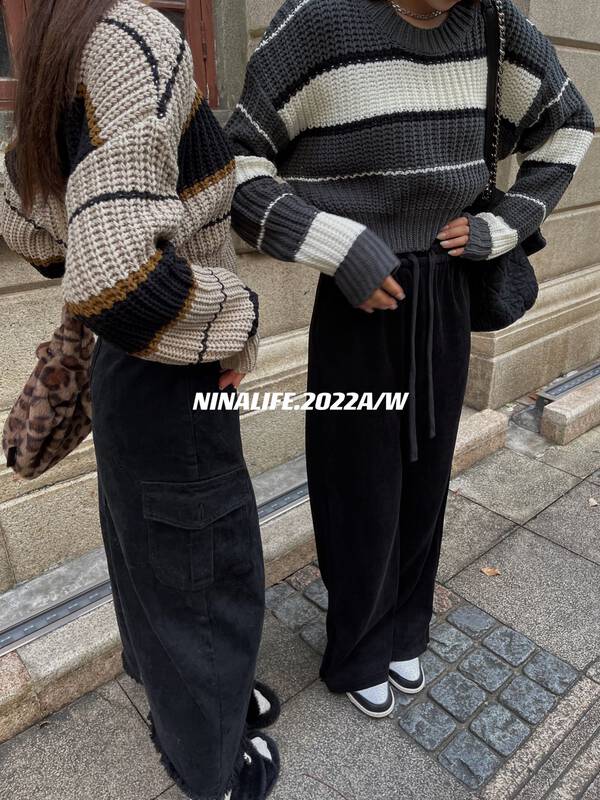 [NINA LIFE] Tight waist wide leg loose slacks 6375 # ZXL