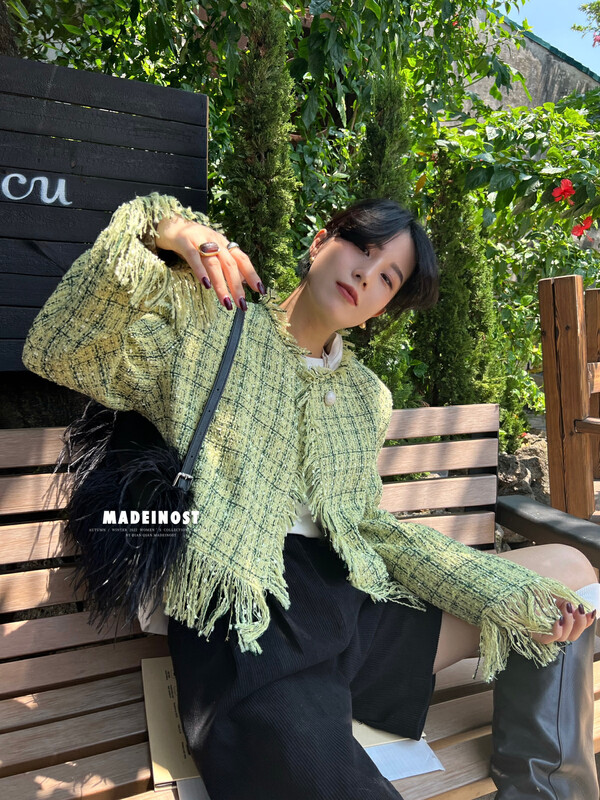 [Osha MADEINOST] Autumn new advanced sense tassel small fragrant wind short coat 87228
