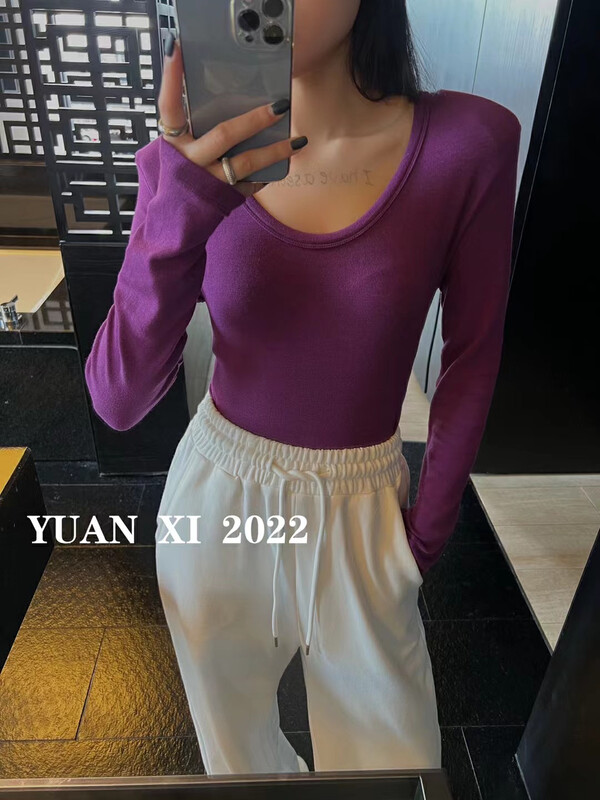 Autumn on the new![Yuan Xi] Basic low u neck cushion shoulder undershirt 6023 # LSL