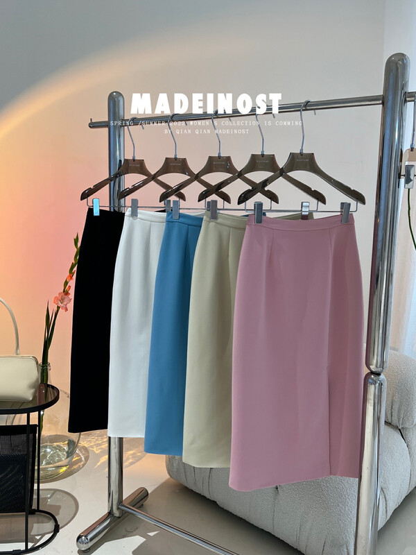 Original price: 65.42! [Osha MADEINOST] Minimalist side slit straight tube suit skirt YS1-86077