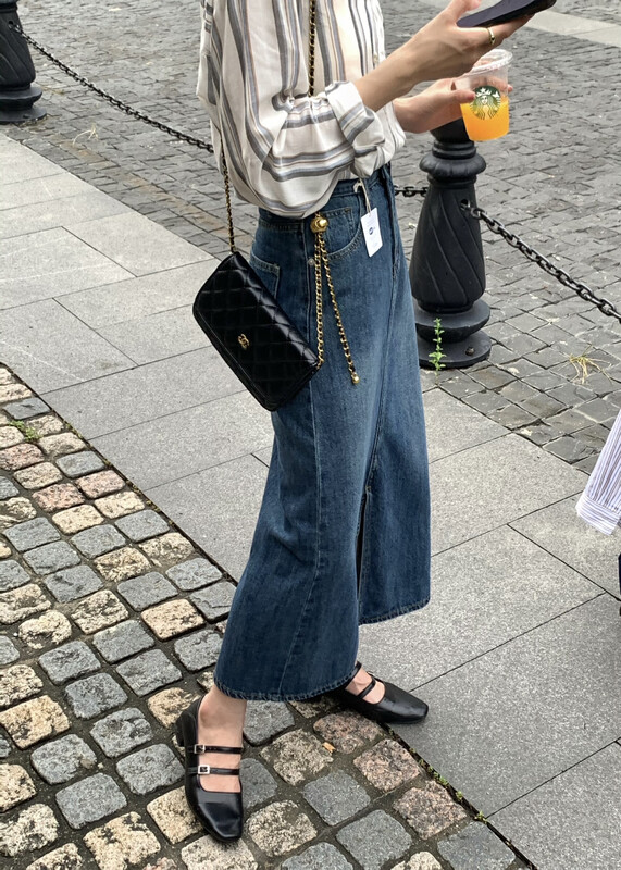 New Year in Early Autumn! [MEET ME] Fashion thin slit denim skirt 61380 # L