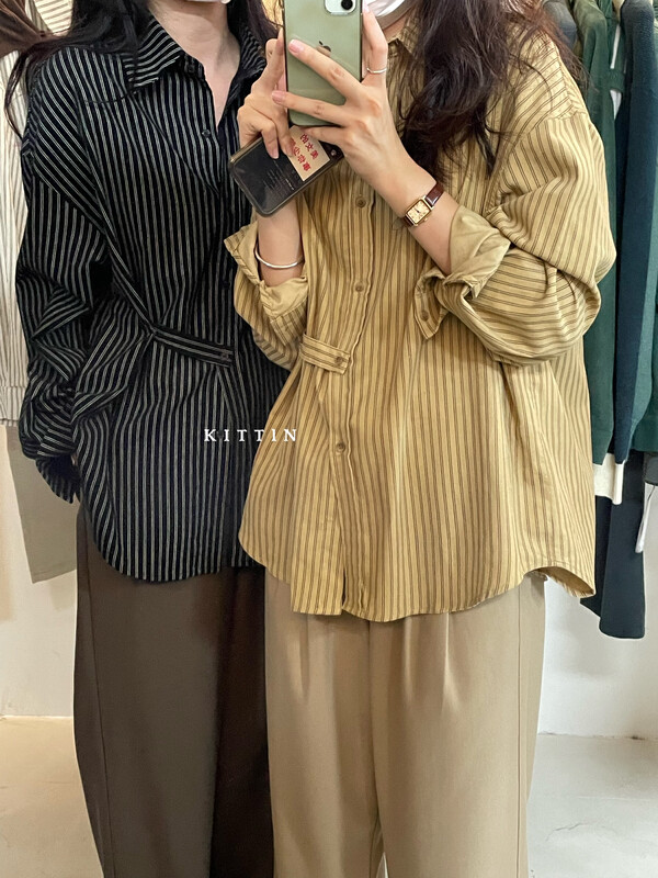 [KITTIN] Korean Corduroy Stripe Shirt 8700