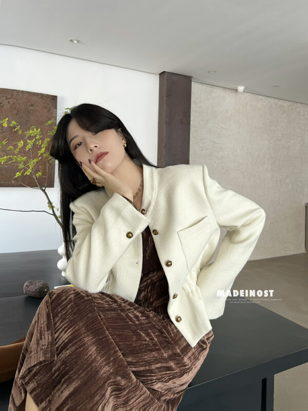 [Osha MADEINOST] Autumn new vintage feeling collect waist wool wool short coat 87236