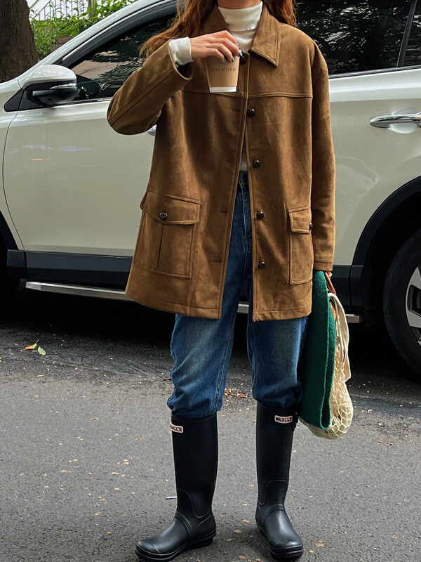 Winter on the new![EVER TRUE] Retro loose net version of the medium and long short coat 97002 # CLS