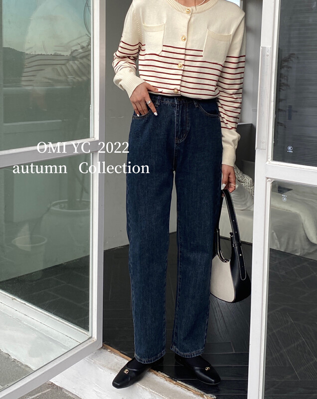 [O MI] Versatile high waist slim straight jeans 8879