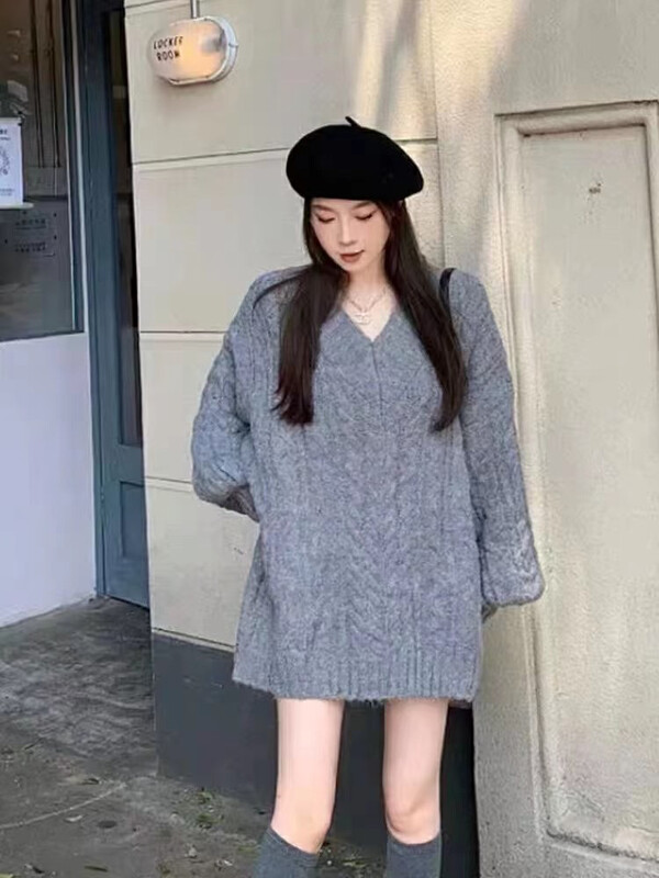 Autumn on the new![MI] Korean lantern sleeve twist V-neck warm sweater 1626 # PCZ