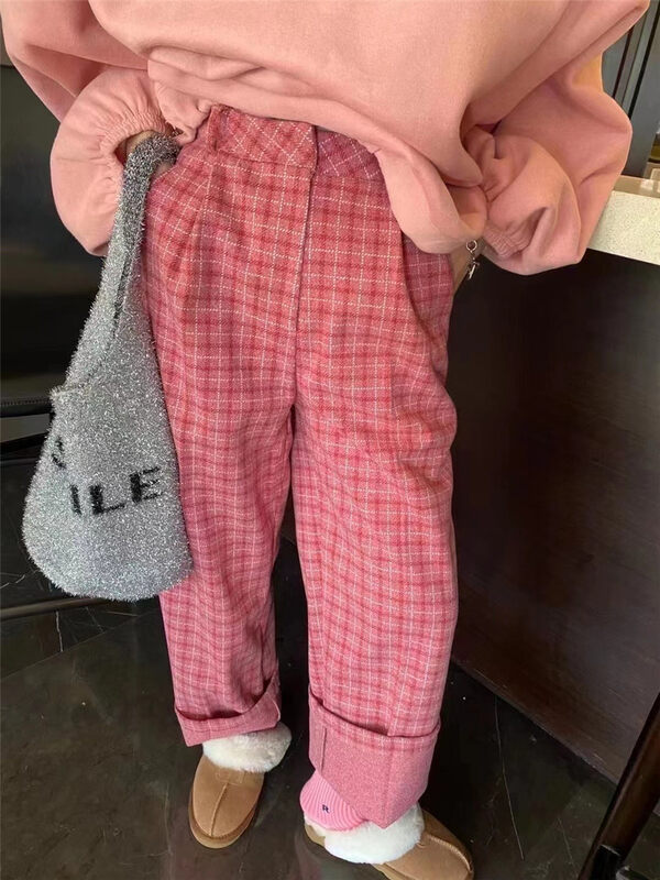 New autumn and winter![Yan Zhen] Simple high-waist plaid casual pants 8111 # PCZ