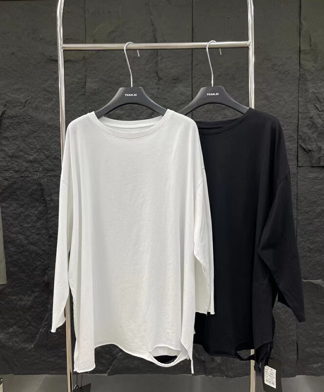 Autumn on the new![Yuan Xi] versatile loose clean color long-sleeve T-shirt 7121 # LSL