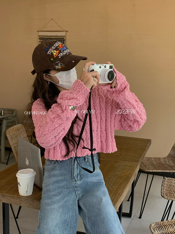 [ONIVINTAGE Ernie] Round neck open waist long Sleeve sweater sweater OY226N6301