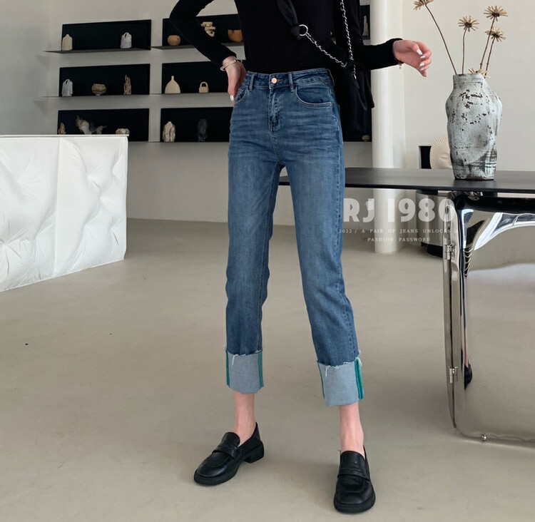 [1980] Hot style niche pocket sticker cigarette pipe jeans 2A63528