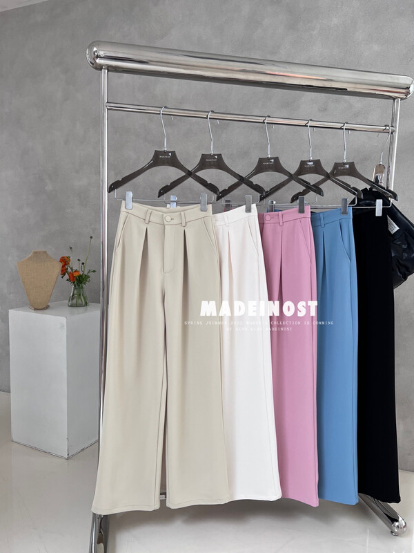 [Osha MADEINOST] joker wide leg solid color show thin pendant trousers YS1-86003