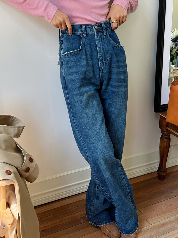Winter on the new![EVER TRUE] High Waist Wide Leg Loose Jans 36050 # CLS