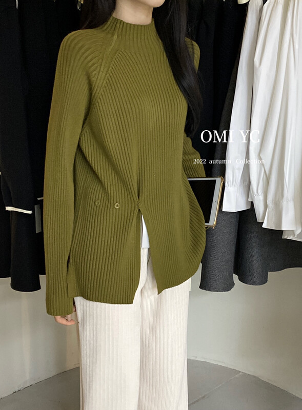 New autumn style! [O MI] Slouchy wind hem split warm sweater YS8817 # FHX