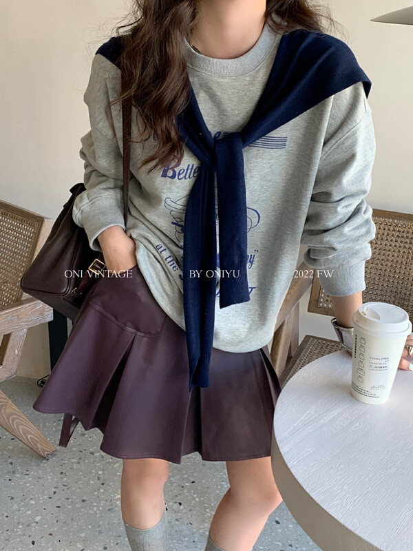 [ONIVINTAGE Ernie] Vintage pleated half leather skirt half skirt OH226D5931