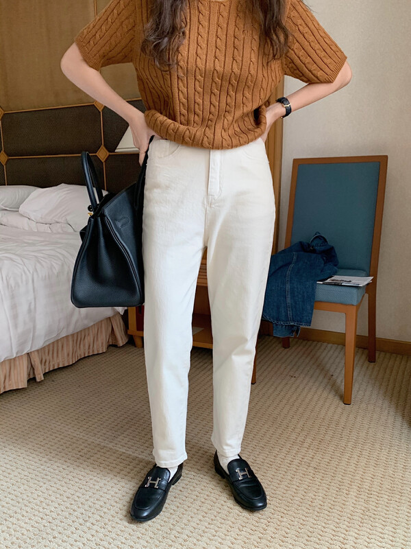 New Year in Early Autumn! [MEET ME] Straight high waist slim high nine point smoke pipe jeans 81085 # L