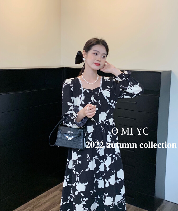 Original price: 87.98! [O MI] Ink Painting Dress Dress 77506 # FHX