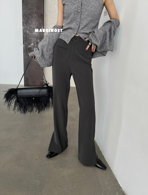 [Osha MADEINOST] Autumn new minimalist wind side slit show skinny pants 87173