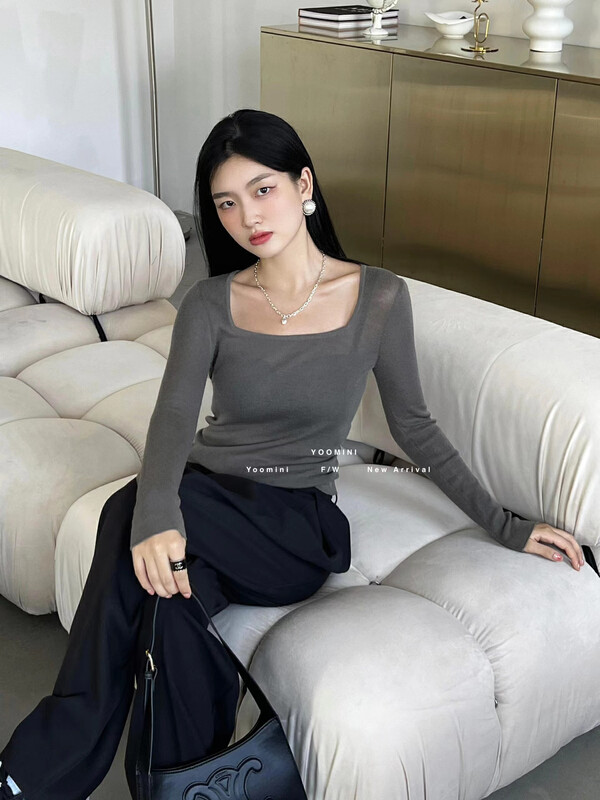 New Year in Early Autumn! [YOOMINI] Polo collar solid color slim fitting sweater Q13636-K # WPL