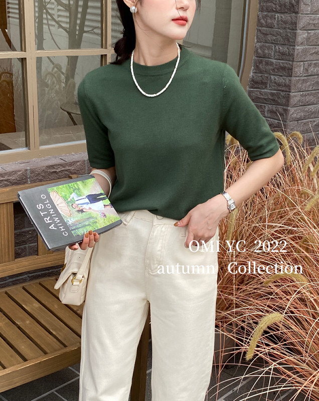 [O MI] Simple running volume must-have round neck short-sleeved jersey stretch large YS2-1868