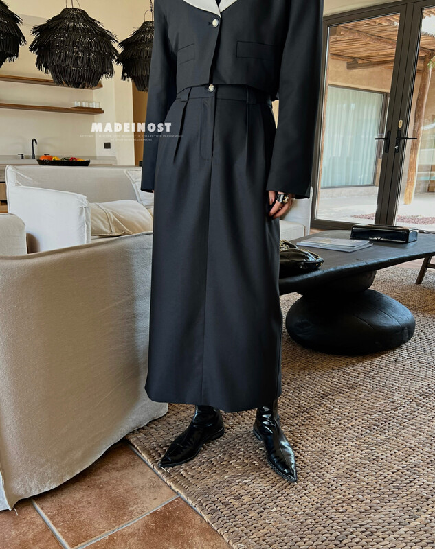 Original price: 73.32! [Osha MADEINOST] Early autumn on the new simple medium and long suit skirt 87067