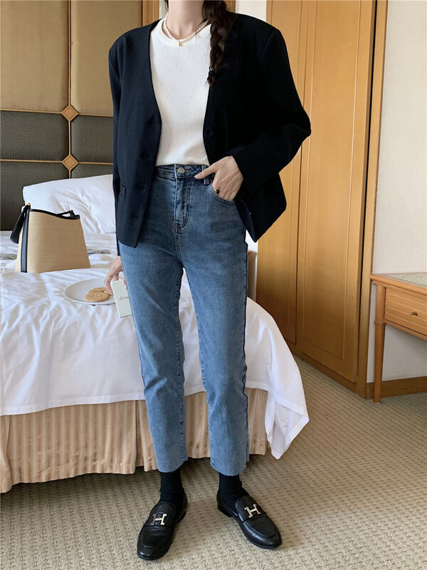 New autumn style! [ONEDAY] Slim split jeans YS-7036 # L