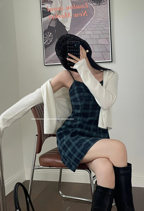 Autumn on the new![YOOMINI] Plaid Style Halter Dress Q12211-S # WPL
