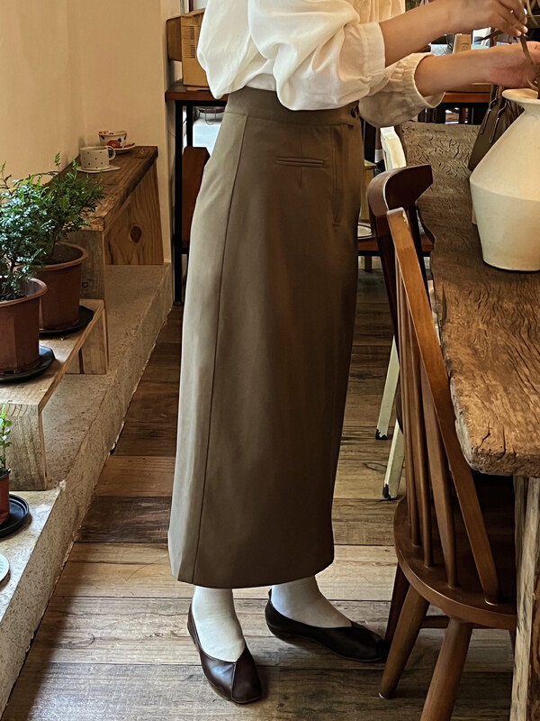 New autumn style! [EVER TRUE] Korean basic simple thin skirt (including 8% wool) 13210 # CLS