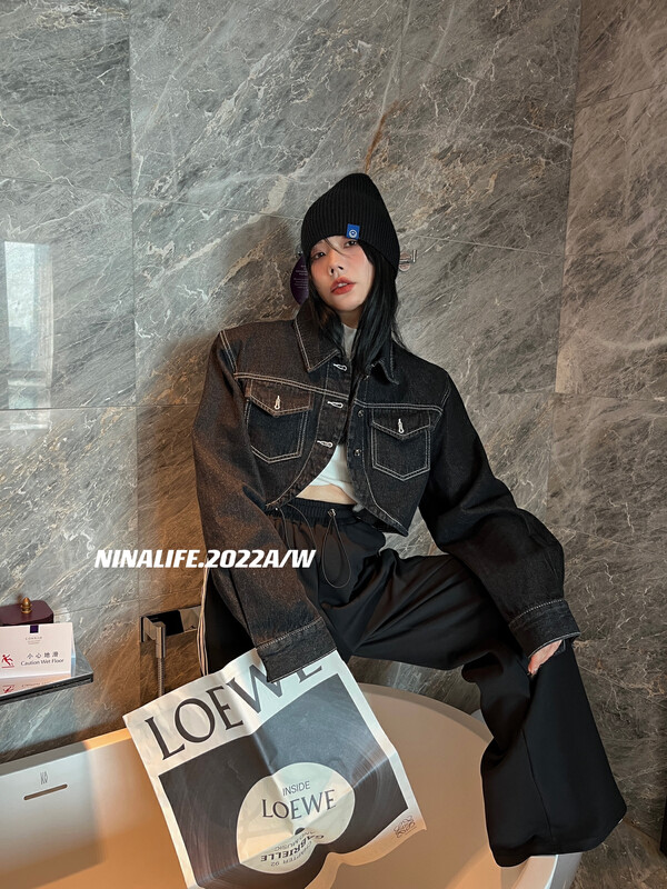 Original price: 145.38! Autumn money on the new![NINA LIFE] Vintage Fashion temperament denim jacket 6308 # ZXL